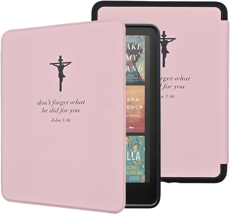 Tpacc Case for All-New Kindle Paperwhite 12th Gen, 2024 and Kindle Colorsoft Signature Edition, Lightweight PU Leather Cover with Auto Sleep Wake Hand Strap, Bible John 3:16 - Image 1